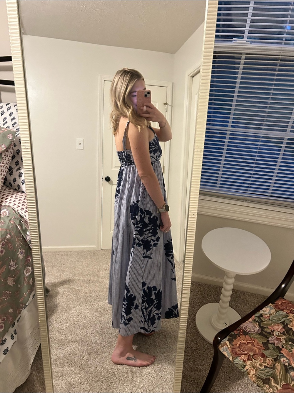 Abercrombie & Fitch Navy Floral Striped Maxi Dress - Picture 2 of 7